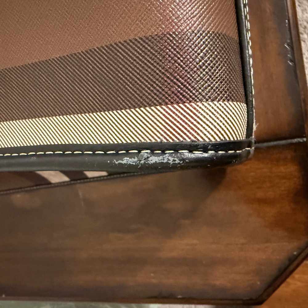 Burberry Brown Check Leather-Trim Tote - Picture 4 of 16